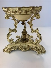Unique Ornate French tazza with decorative embossed base Heavy