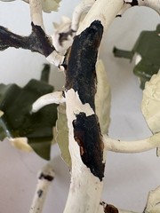 Vintage Toleware Metal Wall Hook W/Cream Roses & Green Leaves Cottagecore 7.5”