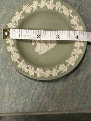 Wedgwood Sage Green Jasperware Lot Heart Trinket Box Tray Plate Set Vintage 2pc