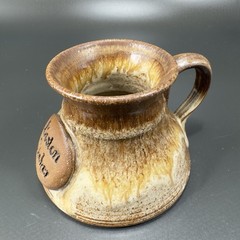 Hand Made Studio Art Pottery Bost On Stoker Coffee Mug Cup Stoneware Signed Mug