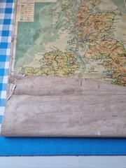 Large vintage school map of United Kingdom Great Britain, hanging canvas