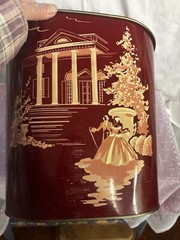Vintage Harvell Metal Trash Waste Can Rare Victorian Colonial Scene Plantation