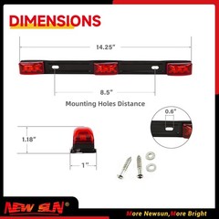 15″ Black Stainless Steel 3 Lights 9 LED Identification Light Bar – 1 Pcs Cle…