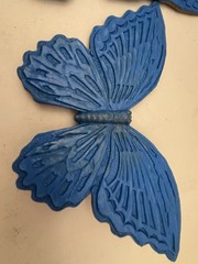 Vintage 1967 HOMCO 7040 7041 Blue Butterfly Wall Decor Plaques Set of 2 USA READ