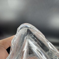 Rogaska Clear Crystal Glass Triangle Ribbed Shaped Vase Large Heavy Glass Optic
