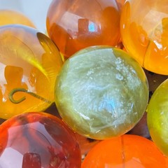 Vintage MCM Lucite Resin Grapes on Driftwood Amber Orange Large Cluster Glows