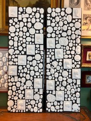 Large Pair of Grand Tour Revival Classical Intaglio and Cameo Casts & Wood Panel