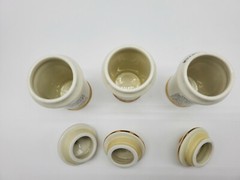 3 1987 Vintage MJ Hummel Porcelain Spice Jars AG Cham Switzerland Thyme Rosemary