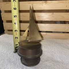 Vintage Brass Rotating Sailboat Music Box (I)