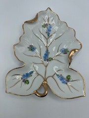 Vintage Floral Leaf Shape Trinket Dish Japan