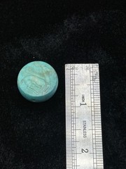 Ancient Near Eastern Sassanid Sasanian Turquoise Intaglio Seal Stamp Dome Bead