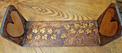 Antique Art Nouveau Expanding Bookend Wood Slide Flemish Folk Art