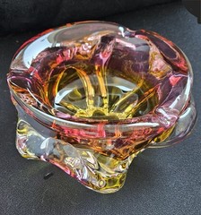 Gorgeous Bohemian Joseph Hospodka for Chribska Glassworks Art Glass Heavy Dish