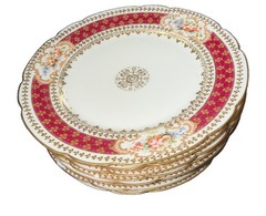 RARE Set Of 8 Limoges France GDA Hand Painted gold scalloped Edwardian Art