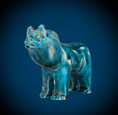 Authentic Ancient Egyptian Faience Lioness Statue Goddess Sekhmet Figurine BC