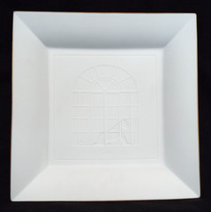 Cartier Porcelain Square Embossed Window Panther Large Tray France Authentic 9.5
