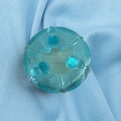 Vintage Fenton Blue Drape Opalescent Footed Rose Bowl Vase