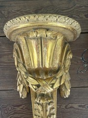 Pair Vintage Italian Borghese Wall Shelves Gold Gilt Florentine Neoclassical 17”