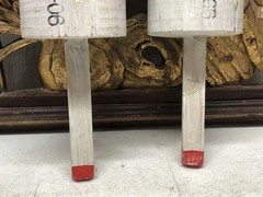 Set of 2 Vintage Bouy Wood White Red Stripe Marked LH-06 Lobster Nautical Decor