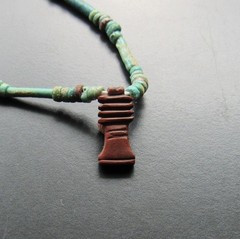 NILE Ancient Egyptian Djed Amulet Mummy Bead Necklace ca 600 BC