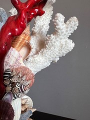 Vintage Italian Baroque Grotto Style Giltwood Faux Red Coral & Driftwood Article