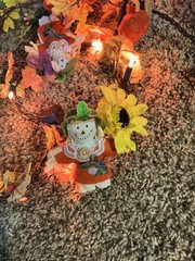 Avon Lighted Harvest Garland Scarecrows Sunflowers Orange Light Set Working