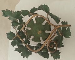 Vintage Large Metal Grapevine & Grapes Italian TOLE Candle Holder Leaves