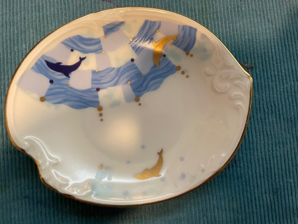 Royal Legacy Trinket Dish White With Blue And Gold Design