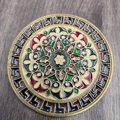 Byzantine Mosaic Brass Enamel Coasters Set Handmade Greece Religious Wall Art