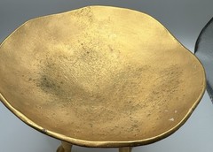 Modernist Gold-Tone Metal Tray with Three Sculpted Figures