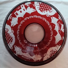 EGERMANN DEER & CASTLE RED CLASSIC CRYSTAL BOWL