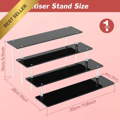 4 Tier Acrylic Display Risers Black Cupcake Perfume Figure Display Stand Shelf