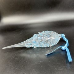 Hand Blown Studio Art Glass Ornament Hanging Decor Textured Blue Fritz Glass VTG