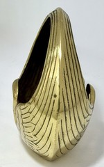 Vintage MCM Solid Brass Swan Planter Bowl Catchall with Handle ~Korea