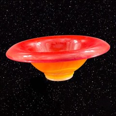 Antique 1920s Northwood Chinese Coral Amberina UV Glow Footed Rolled Rim Bowl