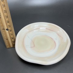 Vintage Hand Made Studio Art Pottery Trinket Dish Plate Artist Signed Stoneware