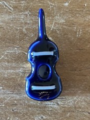 LIMOGES France Porcelain Bass Guitar Dollhouse Miniature Trinket Figurine Music