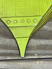 AS-IS Vtg HODA Wall Hanging Lamp Bellows Cast Aluminum Green Decor Hoda Lot 2