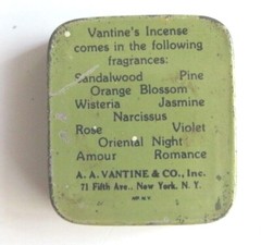 Rare Vintage 1920’s VANTINE’S INCENSE: Sample Mini Tin no Incense