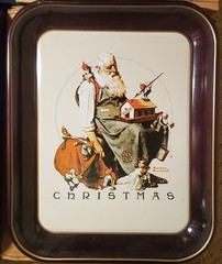 1975 Norman Rockwell Christmas Tray Sat Eve Post Cover Norman Rockwell Santa NIB