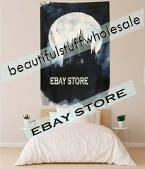 Dark Fantasy Skyline Tapestry moon castle night gothic 39X59 in
