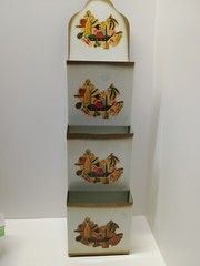 Vintage Kitchen Tole Ware Wall Organizer Pocket Vegetables & Skillet Farmhouse