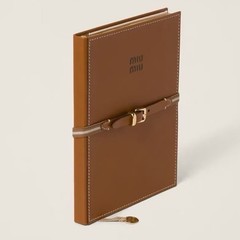 MiuMiu Brown Leather Wide Ruled Notebook A5 – Brand New Gift Idea