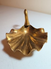 Vintage Heavy Brass Copper Swan Sculptural Bowl Patinaed