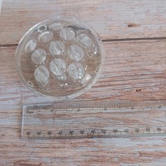 VTG Clear Glass Flower Frog 11 Hole Round 3″ Heavy Floral Stem Holder MCM Solid