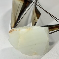 2 Vtg De Mott Brass & Copper Sailboats Art Sculpture Onyx Bases Nautical EVC