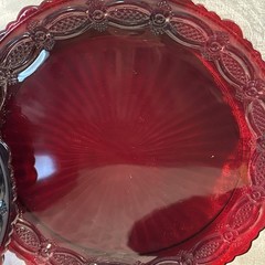 Vintage Avon Glass Dinner Plate Ruby Red 1876 Cape Cod 10.5″ Set Of 4