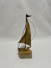 John DeMott Brass Sailboat Signed EUC See Photos For Size