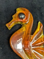 Vintage Orange Lucite Seahorse Pair 60s 70s Retro MCM Wall Decor Seahorses