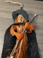 Kitchen Witch Hanging Wood Doll Good Luck Vintage Gothic Horror Halloween Charm